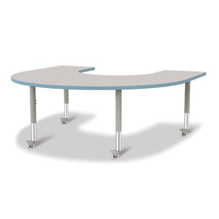 Jonti-Craft Berries Horseshoe Activity Table, 66 in. x 60 in., Mobile, Freckled Gray/Coastal Blue/Gray 6445JCM131